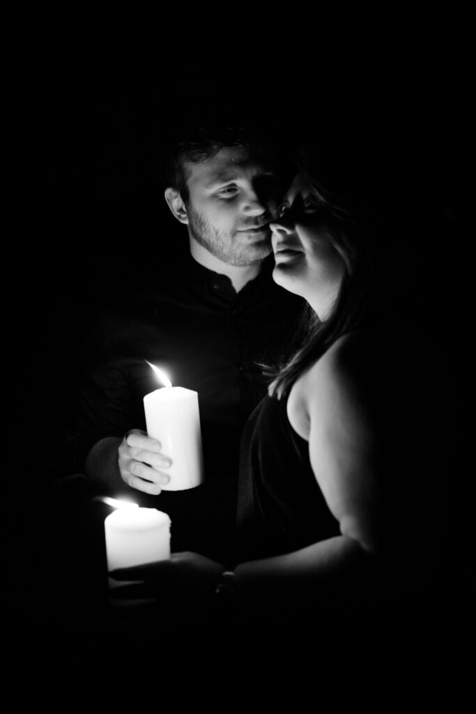 Candle lit wedding couple