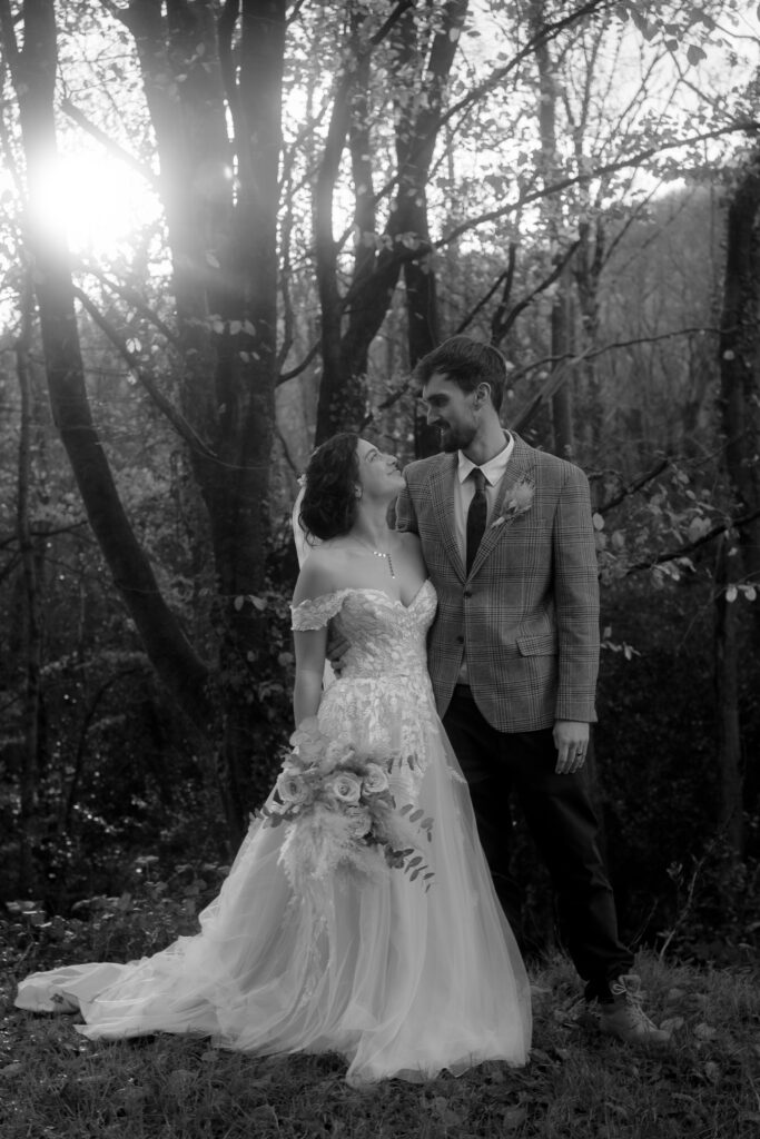 Wedding photography in a woodland