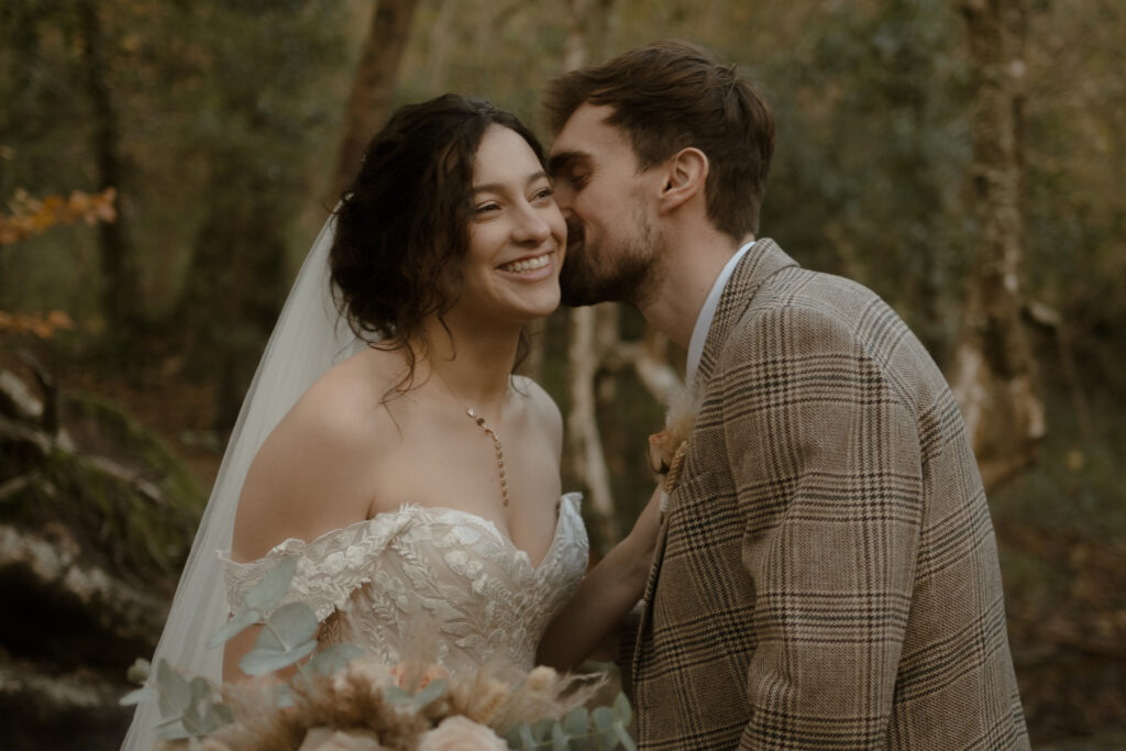 Romantic wedding photography in a forest