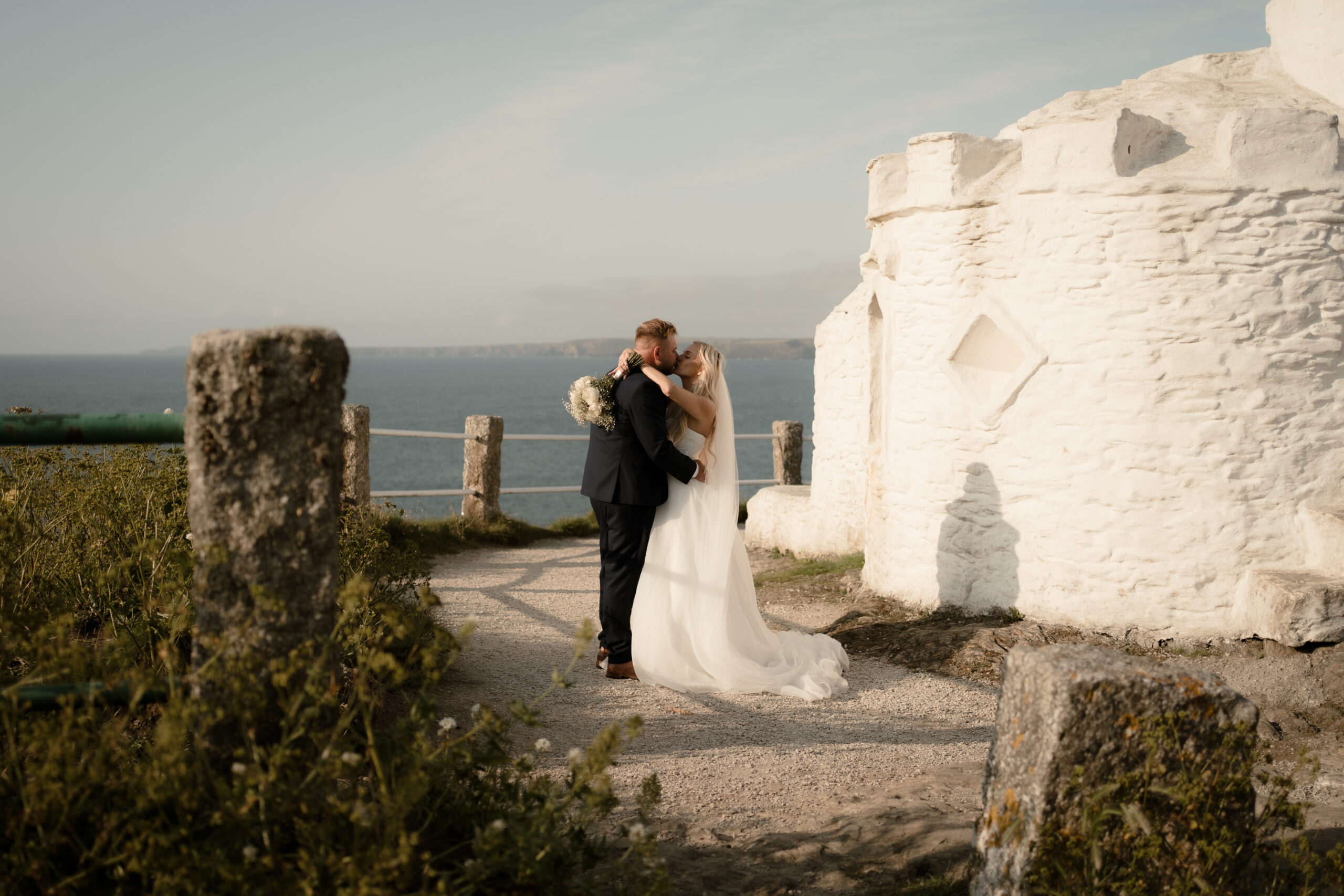 Couple portrait overlooking Atlantic Ocean at The Atlantic Hotel Wedding
